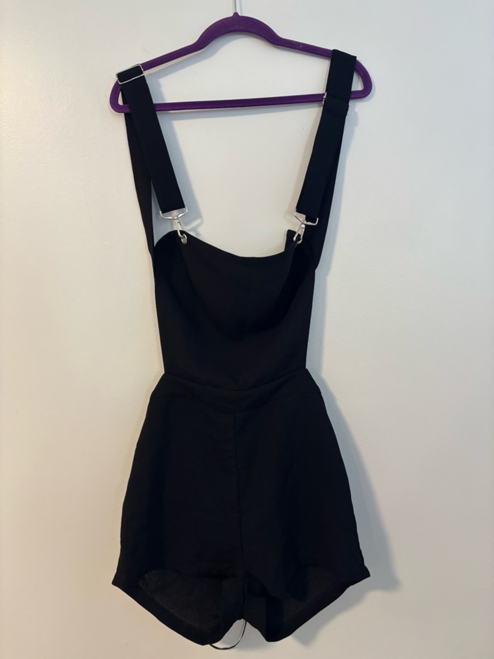 BLVD Black Adjustable Suspender Short Romper Jumpsuit Great Glam Size Medium